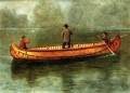Pêche d’un canoë luminisme paysage marin Albert Bierstadt